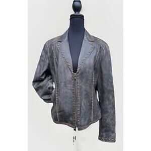 CRIPPLE CREEK Studded Leather Jacket Sz L Western Cowgirl Biker